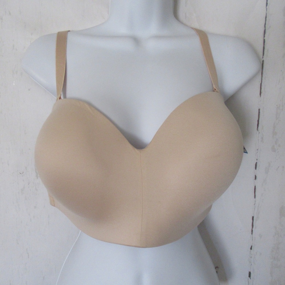 New Wacoal Bra 36DDD Beige Staying Power Wirefree Convertible Strapless 854372